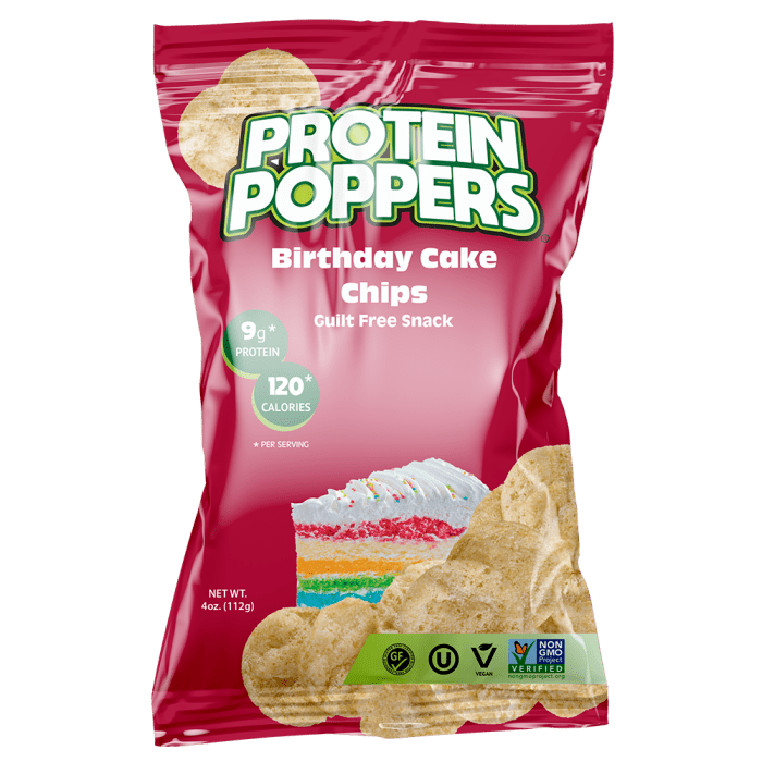 Protein Poppers Birthday Cake Chips, 4oz.