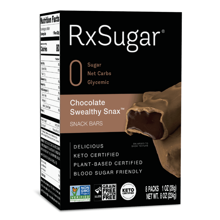 RxSugar Plant-based Chocolate Swealthy Snax Bar, 8oz.