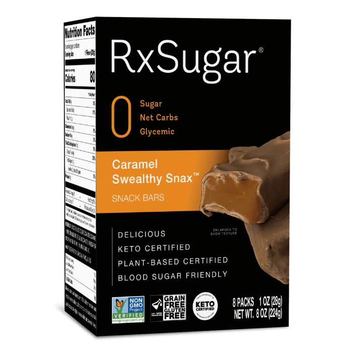 RxSugar Plant Based Caramel Swealthy Snax Bar, 8oz.