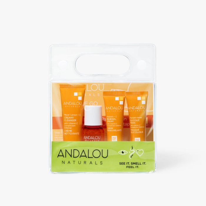 Andalou Naturals To Go Brightening Routine Set, 4-Piece Kit