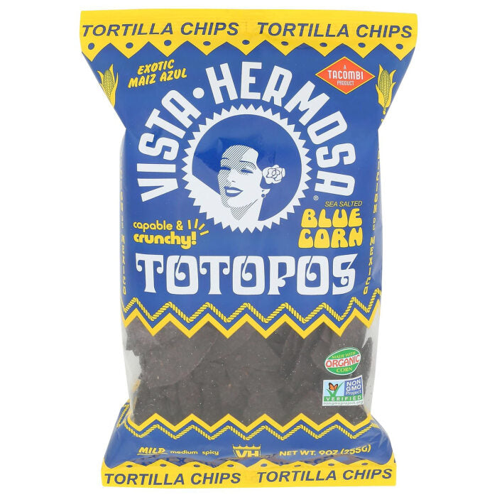 Vista Hermosa Totopos Blue Corn Tortilla Chips, 9oz.