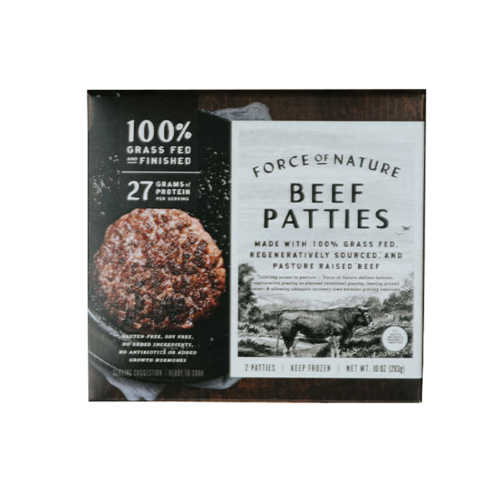 Force of Nature Grass Fed Beef Patties, 10oz.