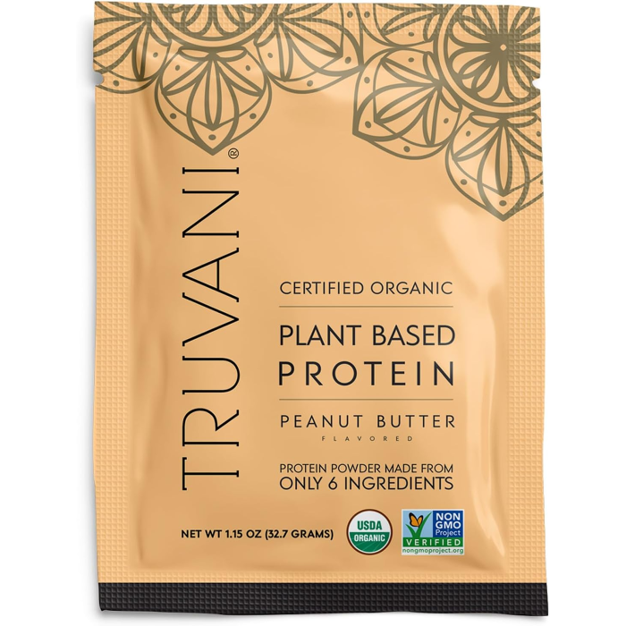 Truvani Organic Plant Based Protein Powder Peanut Butter, 1.15oz.