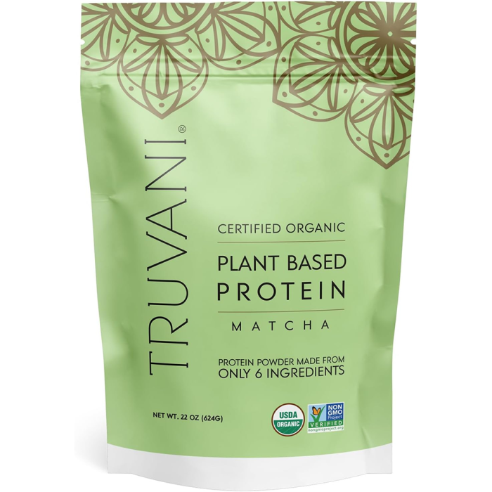 Truvani Organic Matcha Plant Based Protein Powder, 22oz.