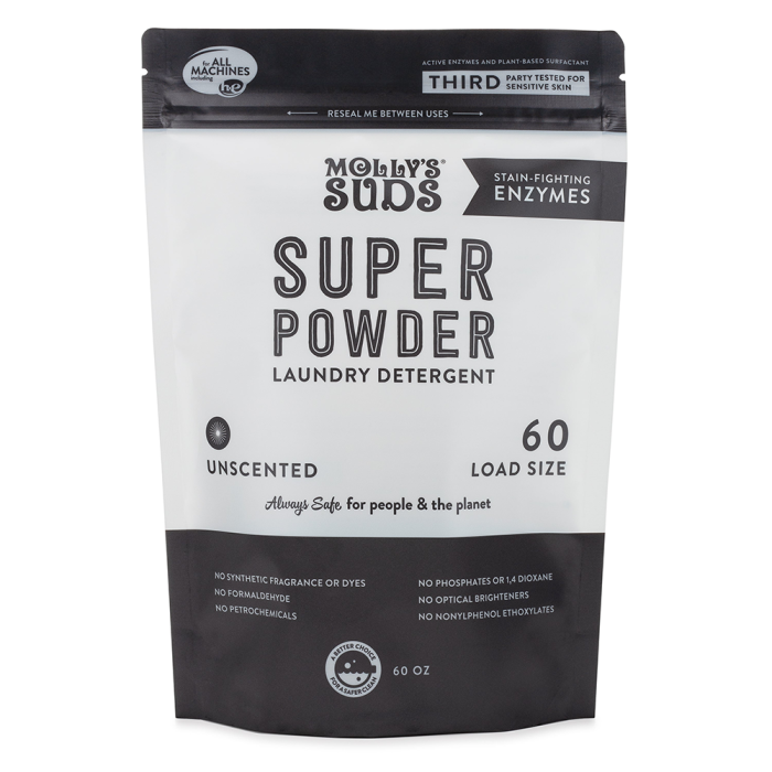 Molly's Suds Unscented Super Powder Laundry Detergent with Enzymes, 60 Loads