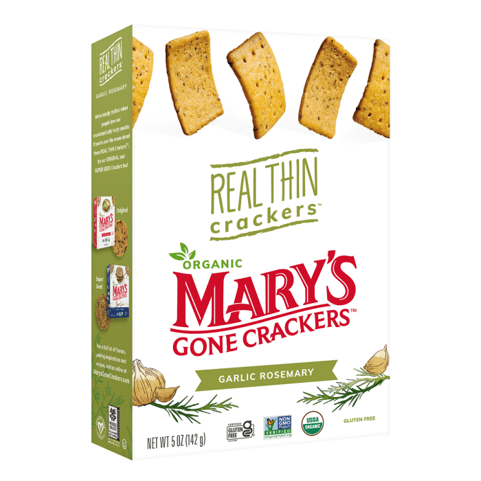 Mary's Gone Crackers Garlic Rosemary Real Thin Crackers, 5oz.