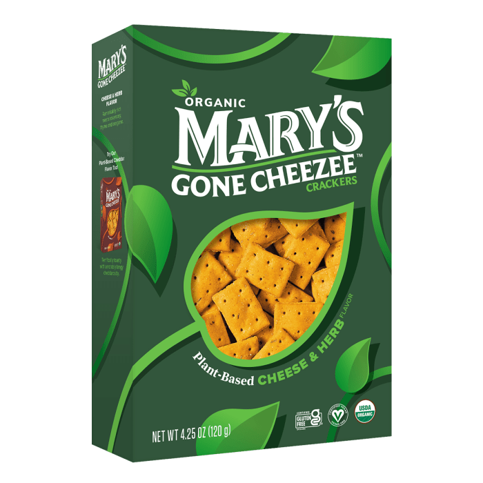 Mary's Gone Crackers Cheese & Herb Crackers, 4.25oz.