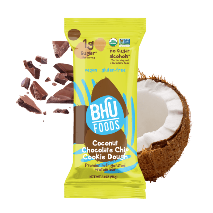 Bhu Foods Protein Bar Coconut Chocolate Chip Cookie Dough, 1.6oz.