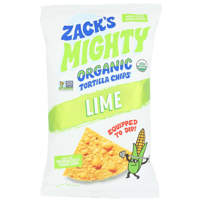 Zacks Mighty Organic Lime Tortilla Chips, 9oz.