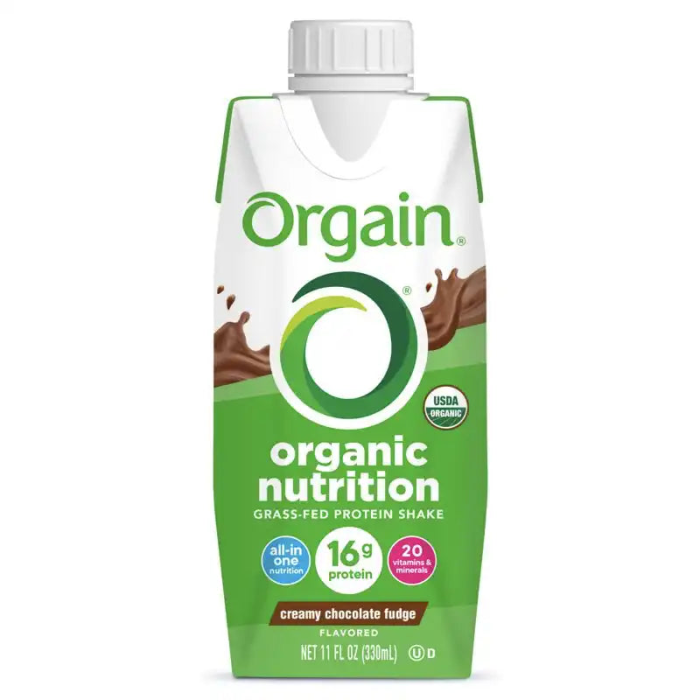 Orgain Organic Nutrition Nutritional Shake Creamy Chocolate Fudge, 11oz.