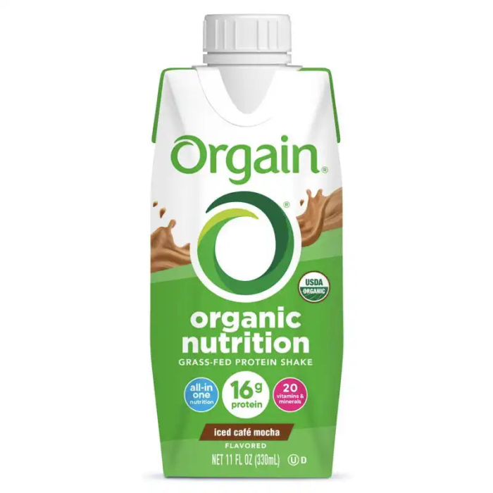 Orgain Organic Nutrition Complete Protein Shake Iced Cafe Mocha, 11oz.