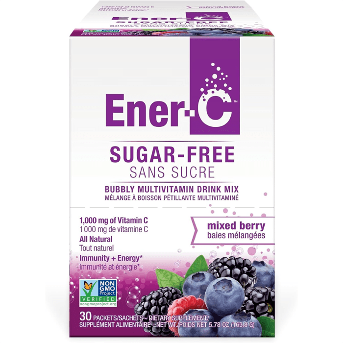 Ener-C Sugar Free Mixed Berry 1000 mg Vitamin C Multivitamin Drink Mix, 30 Packets