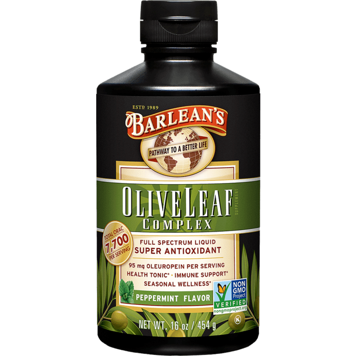 Barlean's Olive Leaf Complex Peppermint, 16 oz.