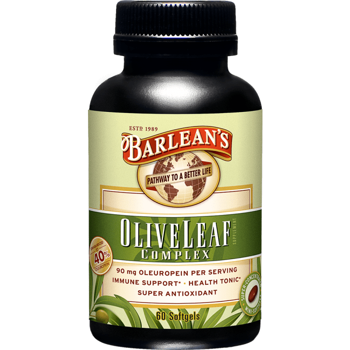 Barlean's Olive Leaf Complex, 60 Softgels