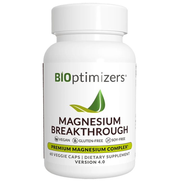 BiOptimizers Magnesium Breakthrough Supplement, 60 Capsules