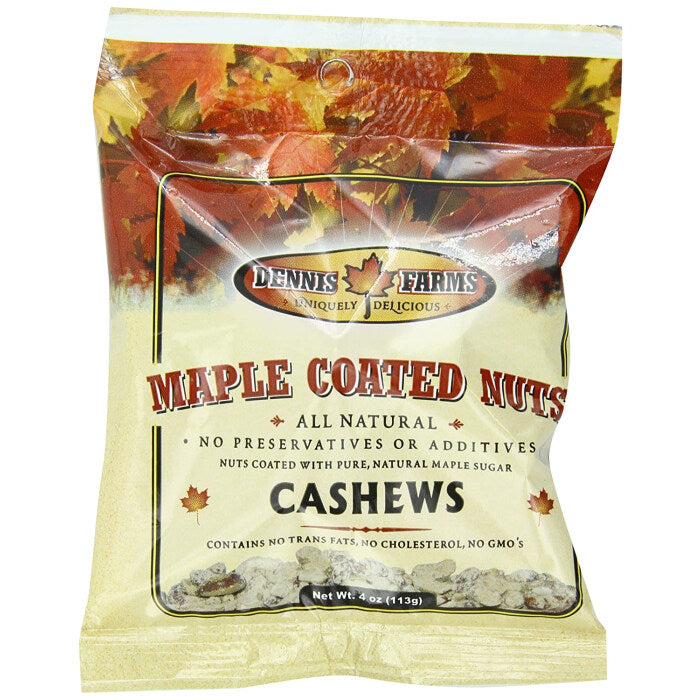 Dennis Farms Maple Coated Cashews, 4 oz.