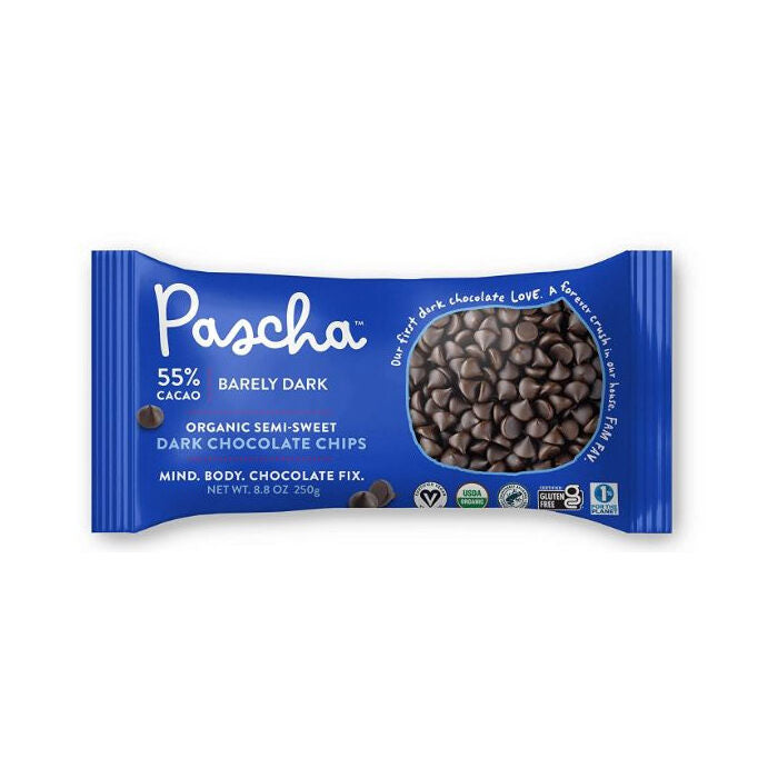 Pascha Semi-Sweet Dark Chocolate Chips 55%, 7 oz.