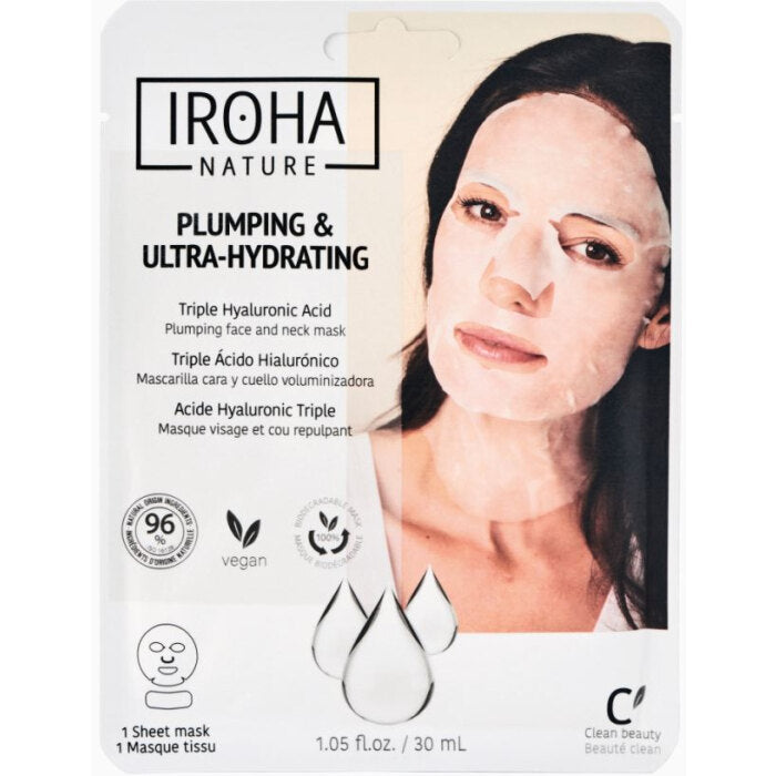 Iroha Nature Plumping & Ultra Hydrating Face and Neck Mask, 1.05 oz.