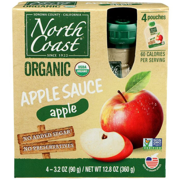 North Coast Organic Apple Sauce, 4 Pouches