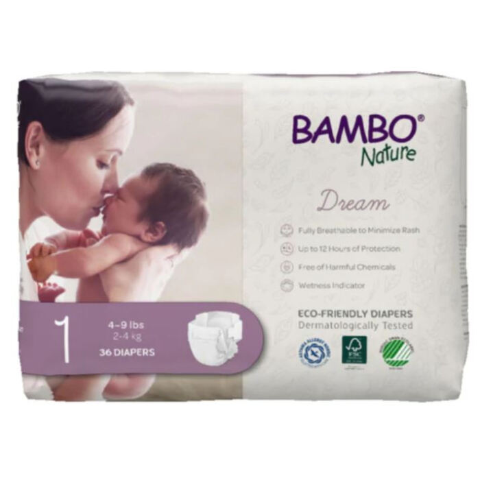 Bambo Nature Dream Diapers Size 1, 36 Count