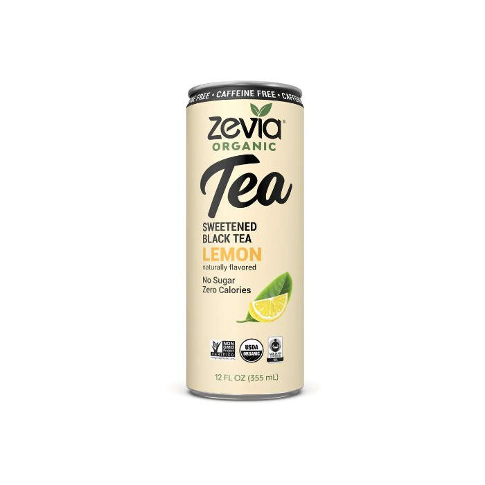 Zevia Organic Caffeine Free Sweetened Black Tea Lemon, 12 oz.