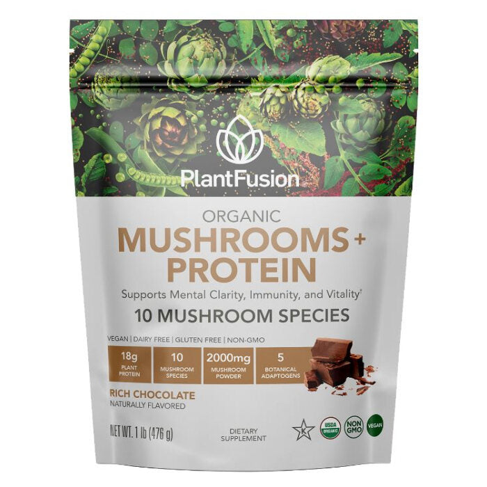 PlantFusion Mushrooms + Protein Chocolate Flavor, 1 lb.