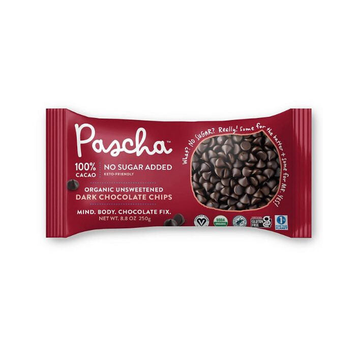 Pascha Unsweetened Dark Chocolate Chips, 8.75 oz.