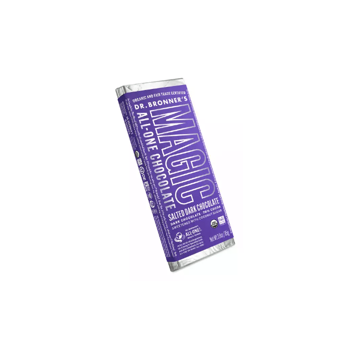 Dr. Bronner's Magic All-One Chocolate, Salted Dark Chocolate Bar, 2.93 oz.