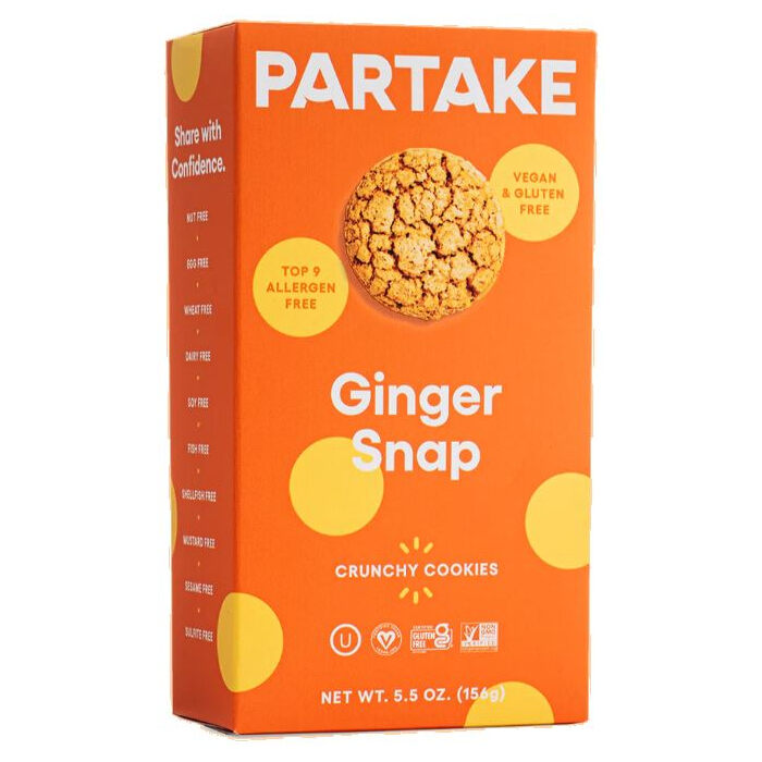 Partake Ginger Snap Crunchy Cookies, 5.5 oz.