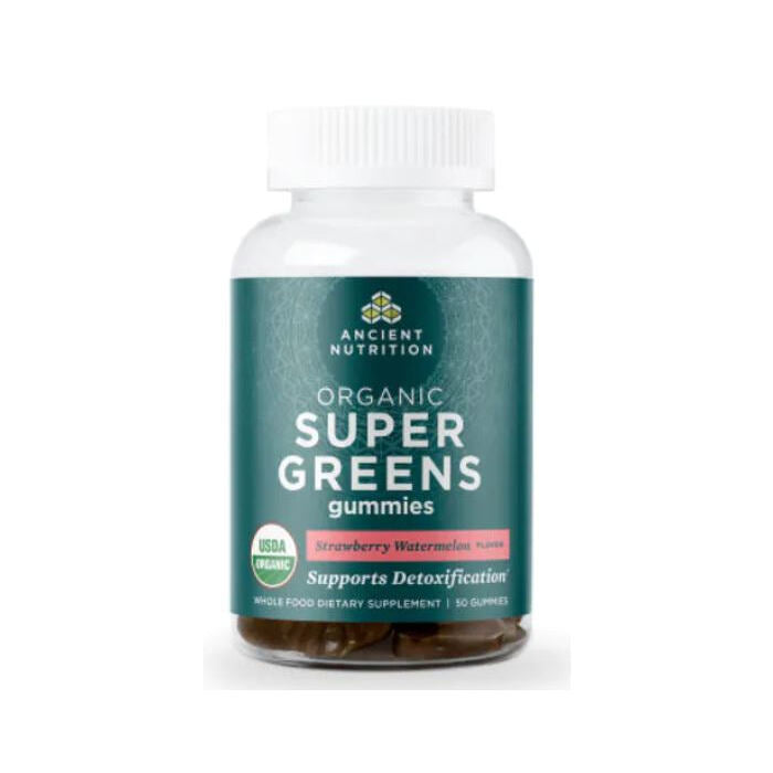 Ancient Nutrition SuperGreens Strawberry Melon Gummies, 50 Gummies