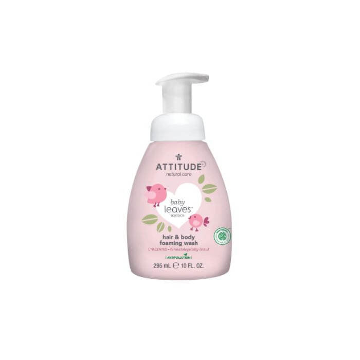 Attitude 2-IN-1 Hair & Body Foaming Wash Unscented, 10 oz.