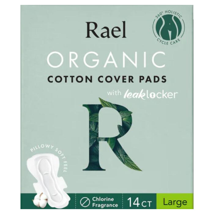 Rael Organic Cotton Large Cover Pads, 12 count