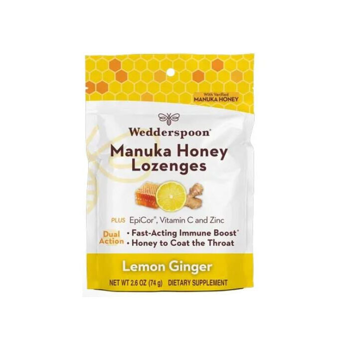 Wedderspoon Organic Manuka Immunity Lozenges Lemon Ginger, 2.6 oz.