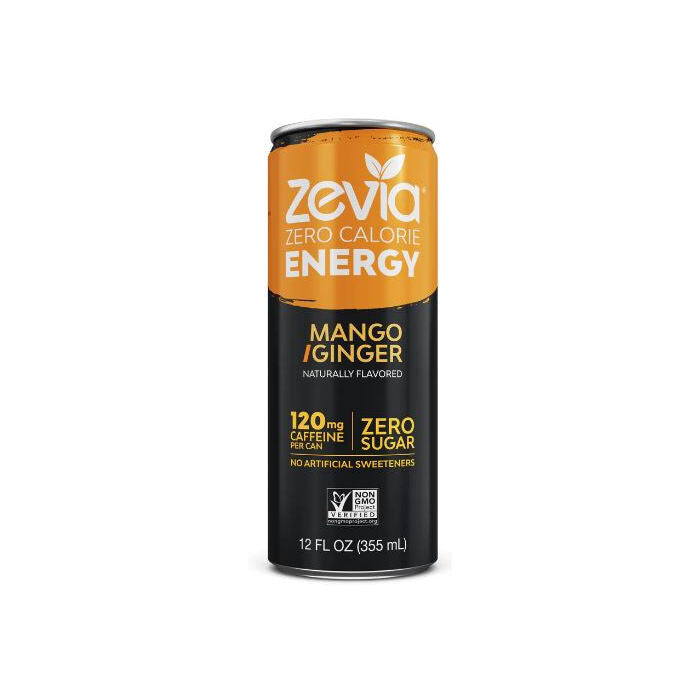 Zevia Zero Calorie Energy Mango Ginger, 12 oz.