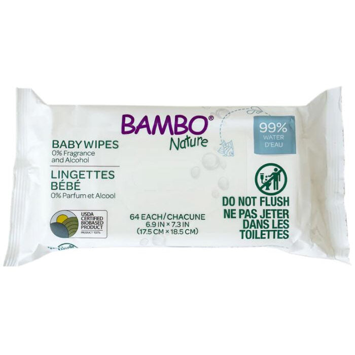 Bambo Nature Tidy Bottom Wipes, 64 Count