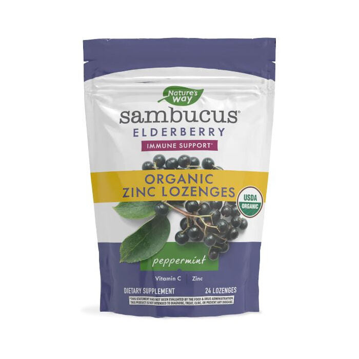 Nature's Way Sambucus Zinc Lozenges Peppermint, 24 lozenges