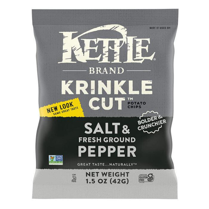 Kettle Brand Krinkle Cut Salt and Pepper Potato Chips, 1.5 oz.