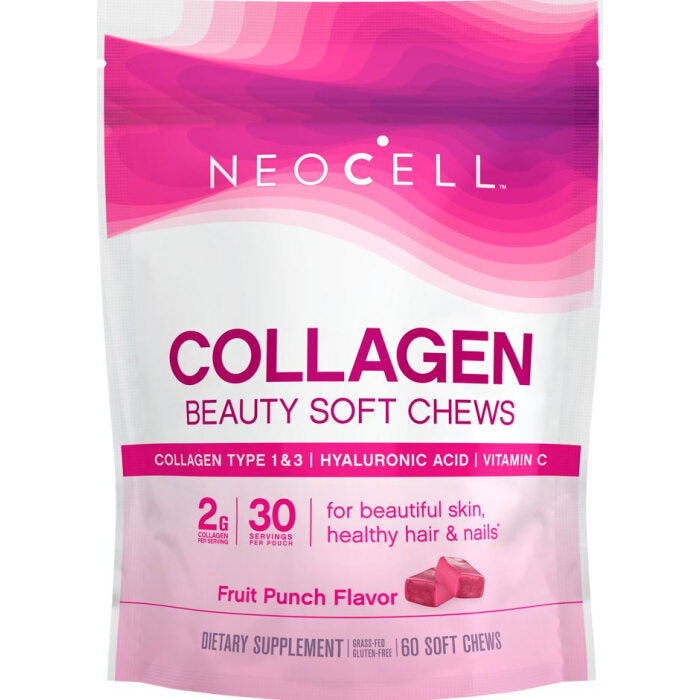 NeoCell Beauty Bursts Fruit Punch Collagen Chews, 60 Count