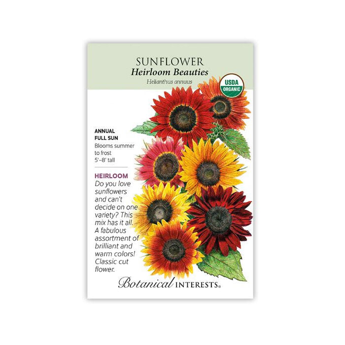 Botanical Interests Organic Heirloom Beauties Sunflower Seeds, 1 packet