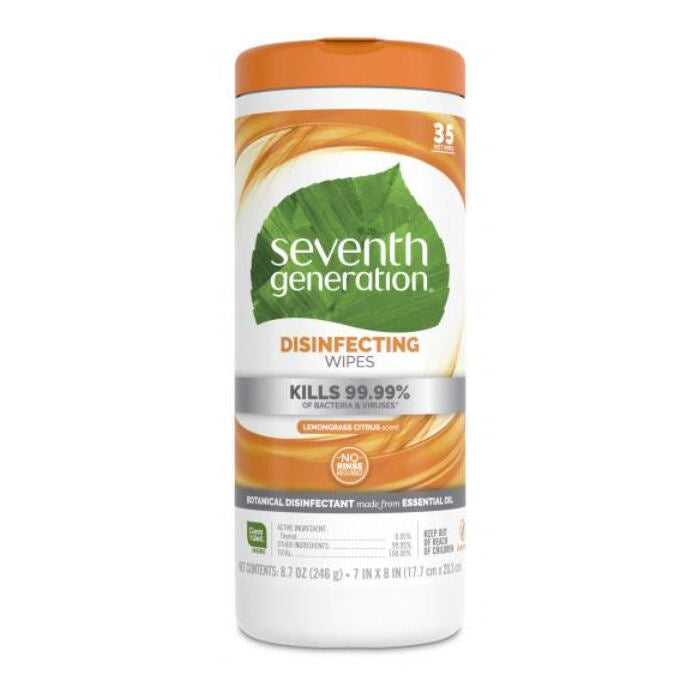 Seventh Generation Disinfecting Wipes Lemongrass Citrus, 35 Count