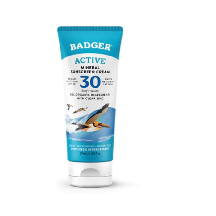 Badger SPF 30 Active Mineral Sunscreen Cream, 2.9 oz