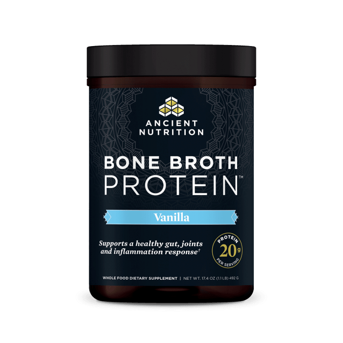 Ancient Nutrition Bone Broth Protein Powder, Vanilla Flavor, 17.4 oz.