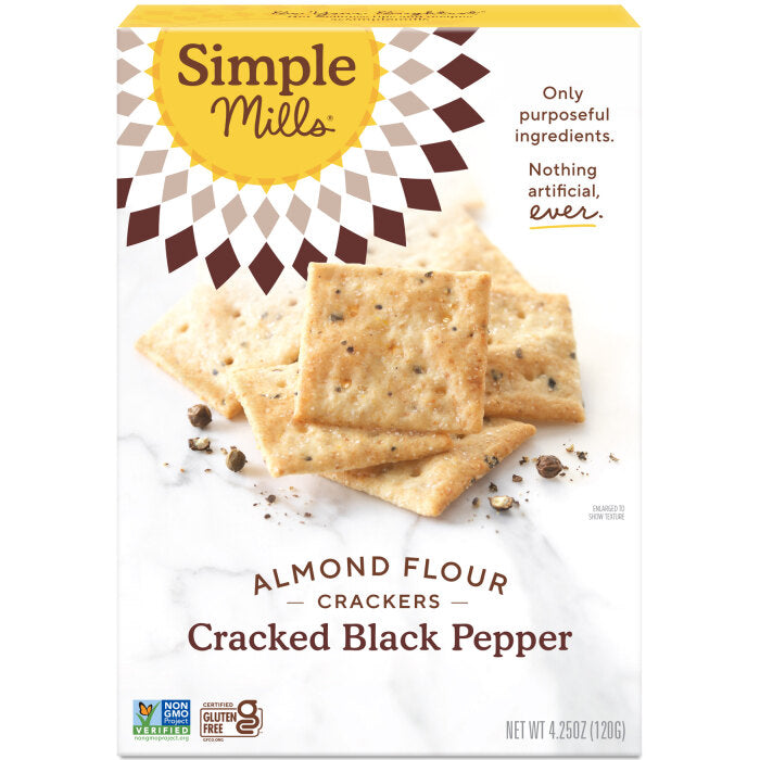 Simple Mills Cracked Black Pepper Almond Flour Crackers, 4.25 oz.