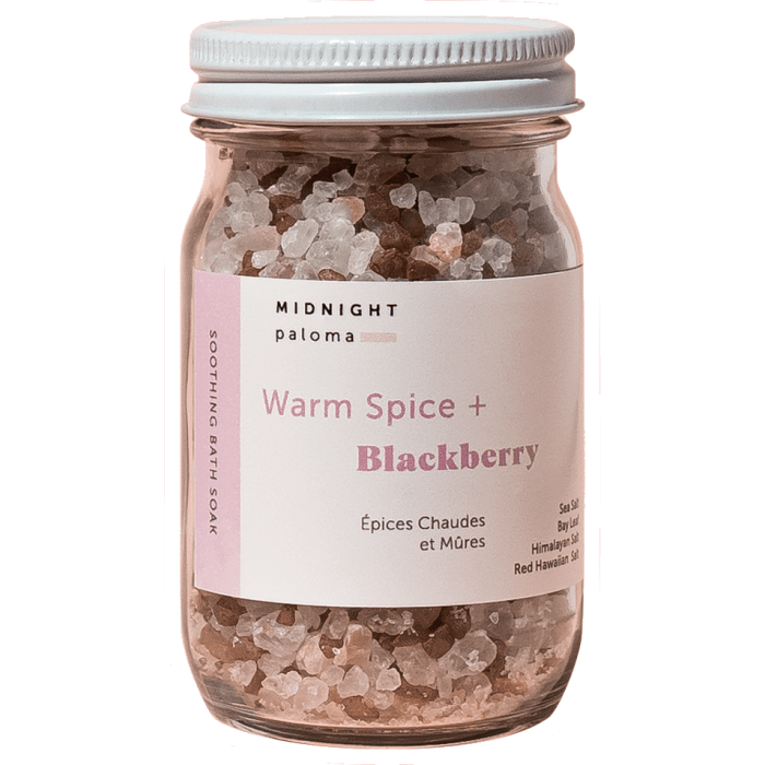 Midnight Paloma Warm Spice + Blackberry Soothing Bath Soak, 4 oz.