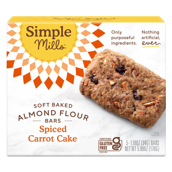 Simple Mills Spiced Carrot Cake Soft Baked Bars, 5 Bars