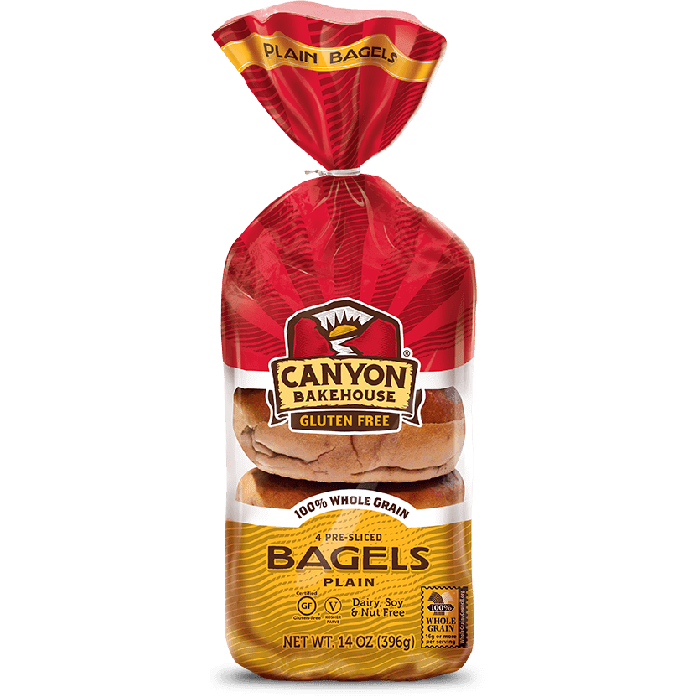 Canyon Bakehouse Gluten Free Bagels, Plain, 4 Count