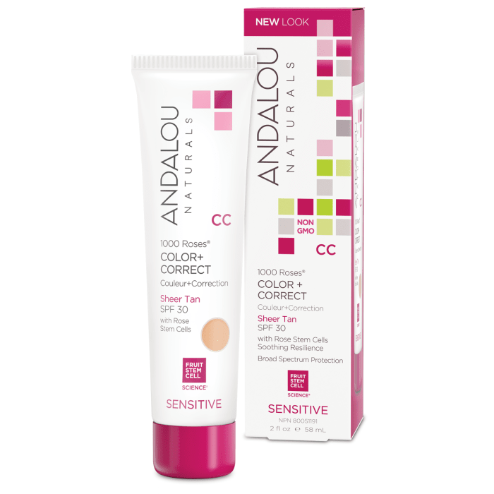 Andalou Naturals 1000 Roses Color + Correct Sheer Tan SPF 30, 2 fl. oz.