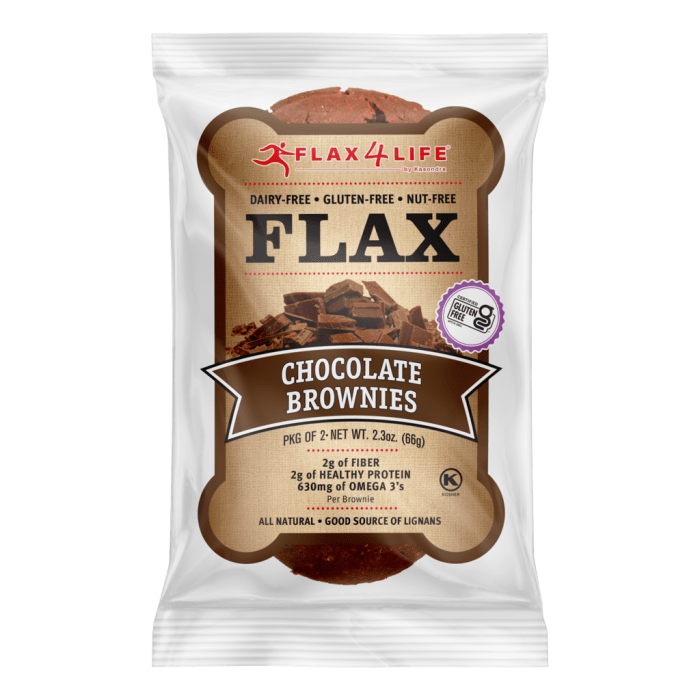 Flax4Life Chocolate Brownies, Single Serving