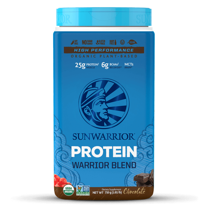 Sunwarrior Protein Warrior Blend, Chocolate, 1.65 lb.