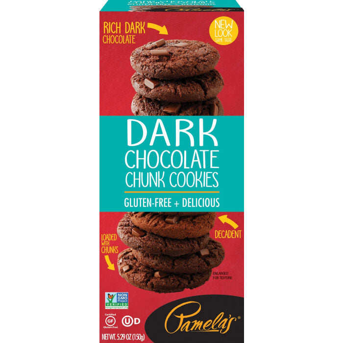 Pamela's Gluten Free Dark Chocolate Chunk Cookies, 5.29 oz.